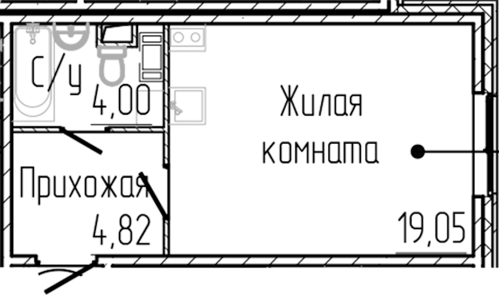 Квартира студия 27.87 м², 1/4 эт., ЖК «SERTOLOVO PARK»